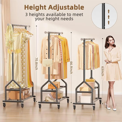 EAGMAK Heavy Duty Clothes Rack Load 556 LBS, Rolling Clothing Rack - Image 4
