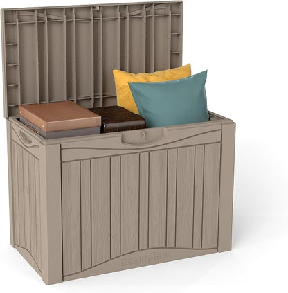 50 Gallon Lockable Resin Deck Box, Waterproof & UV-Resistant Outdoor Storage Box by Unknown