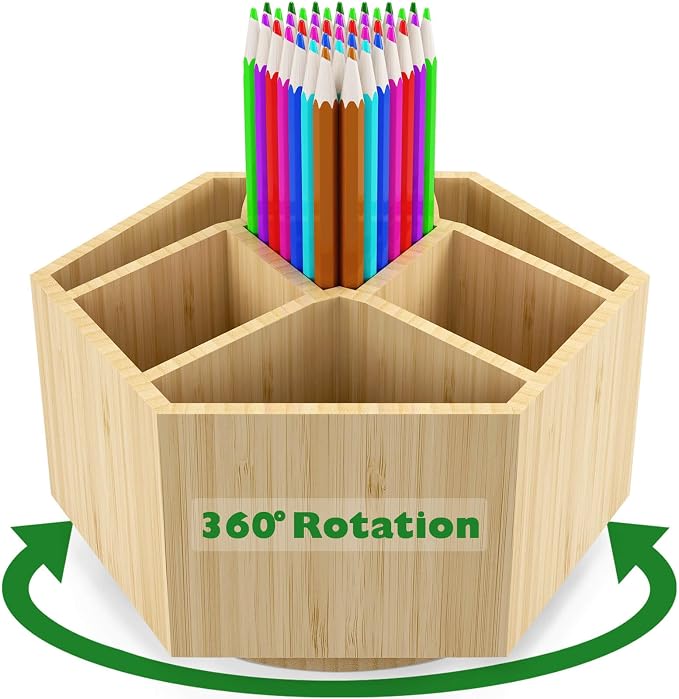 Bamboo Art Supply Organizer, Back to School Supplies, Hold 350+ Pencils by Houtingmaan