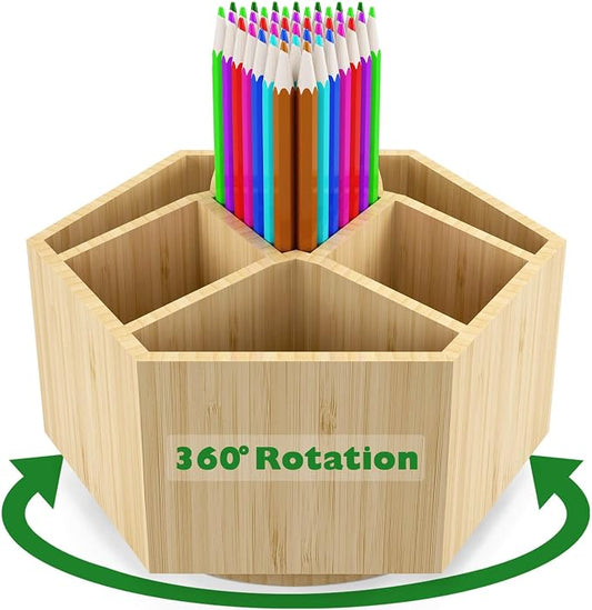 Bamboo Art Supply Organizer, Back to School Supplies, Hold 350+ Pencils by Houtingmaan
