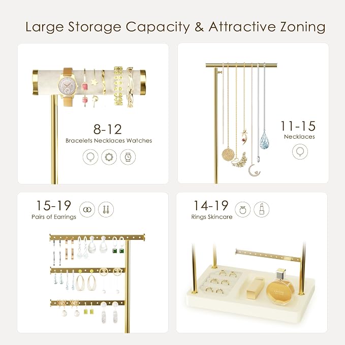 SZQINJI 5 Tier Jewelry Holder Organizer, Adjustable Height Jewelry Display - Image 4