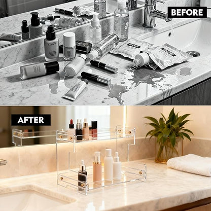 Clear Bathroom Countertop Organizers and Storage, 2 Tier Acrylic Cosmetics - Image 5