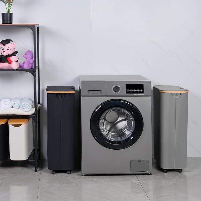 75L Slim Laundry Hamper with Wheels, Clothes Hamper - Image 3