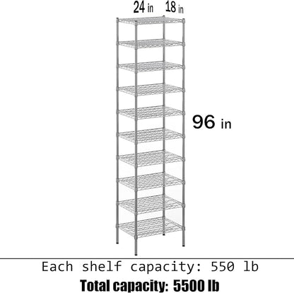 18" Deep x 24" Wide x 96" Height Wire Shelving Kit | 10-Tier | NSF Commercial - Image 3