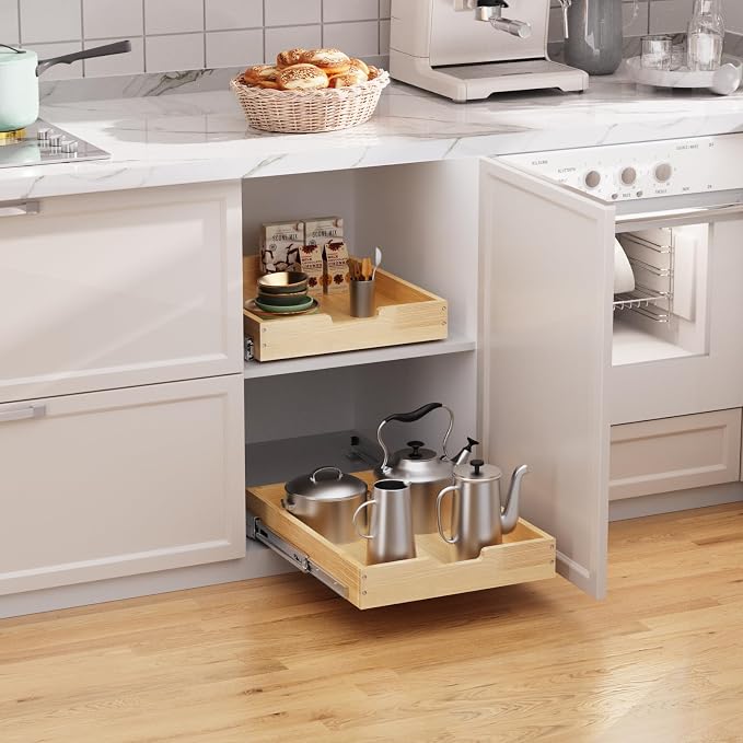 Wood Pull Out Cabinet Organizer 14" W x 21" D, Heavy-Duty Sliding Drawers - Image 5