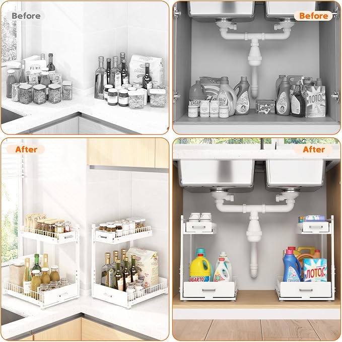 2 Tier Slide Out Kitchen Cabinet Organizers - Image 5