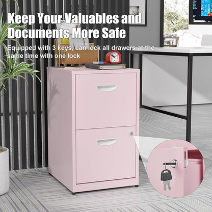 2 Drawer File Cabinet with Lock, Metal Vertical File Cabinets, Steel Light Duty - Image 4