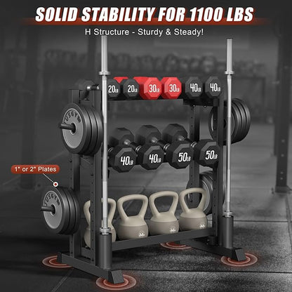 3-Tier Dumbbell Rack, 1100LB Capacity Adjustable Weight Rack - Image 2