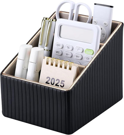 KINGFOM 3 Slot PU Leather Remote Controller Holder, Home Sundries Storage Box - Image 2