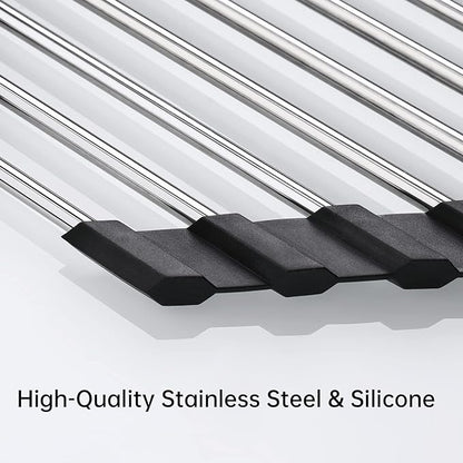 Tomorotec Foldable Stainless Steel Triangle Roll-Up Dish Drying Rack - Image 2