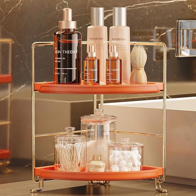 FSyueyun 2-Tier Corner Bathroom Counter Organizer, Tool-Less Installation by FSyueyun