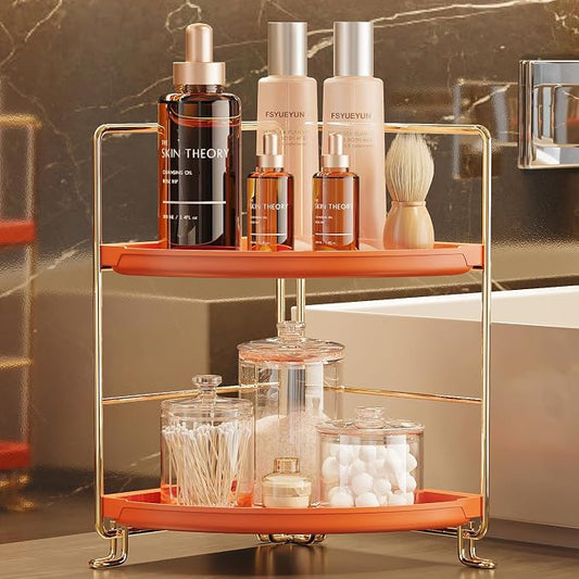 FSyueyun 2-Tier Corner Bathroom Counter Organizer, Tool-Less Installation by FSyueyun