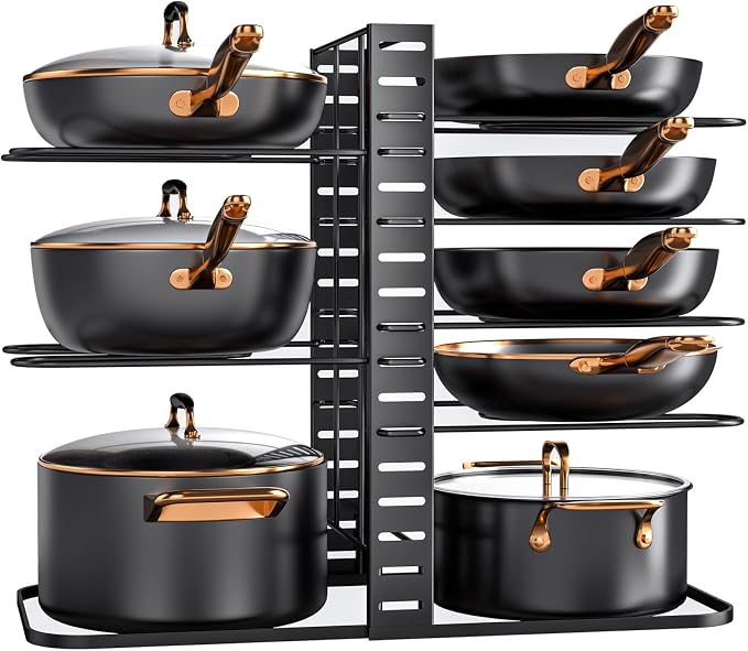 MUDEELA Pots and Pans Organizer Rack under Cabinet 14.55in Height, 8-Tiers by MUDEELA
