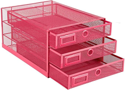 Annova Desk Organizer Wire Mesh 3 Tier Sliding Drawers Paper - Image 5