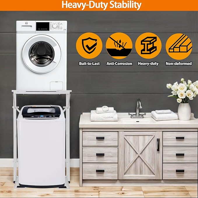 Universal Washer Dryer Stacking Rack Stand Heavy-Duty Carbon Steel, Premium - Image 5