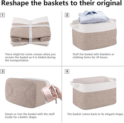 OIAHOMY 3 Pack Storage Baskets for Organizing, Woven Basket - Image 6