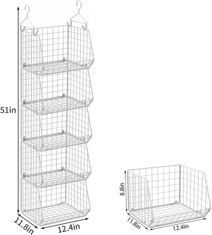 5 Tier Closet Hanging Organizer, Clothes Hanging Shelves - Image 3