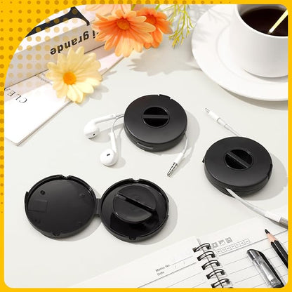 9 Pcs Charging Cord Organizer Black Portable Charger Cord Holder Round Storage - Image 3