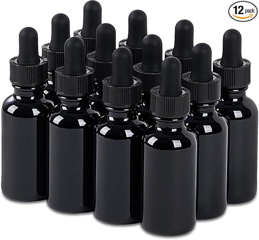 12 Pcs, 1oz Glass Dropper Bottle, Leakproof Tincture Bottles by SprayDroplet
