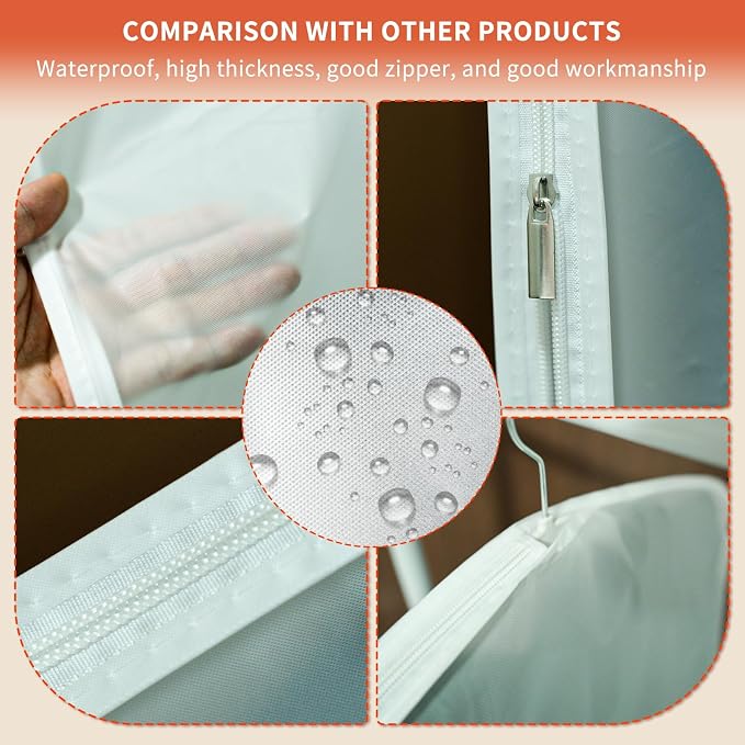 Clear Garment Bags for Hanging Clothes, 40in Dress Clothing Suit Coat for - Image 8