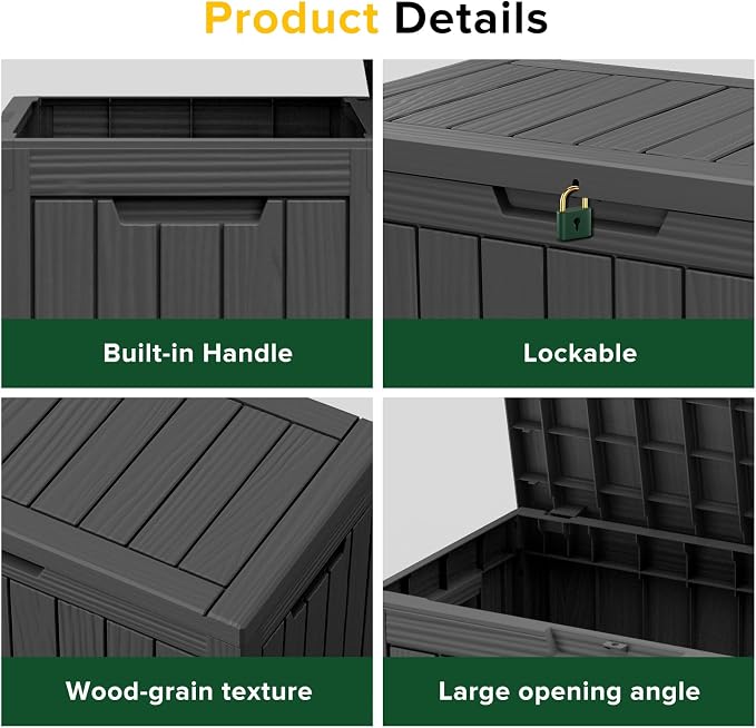 45 Gallon Resin Deck Box, Waterproof Outdoor Storage Box - Image 5