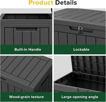 46 Gallon Outdoor Deck Box, Storage Lockable Waterproof Patio Furniture - Image 4