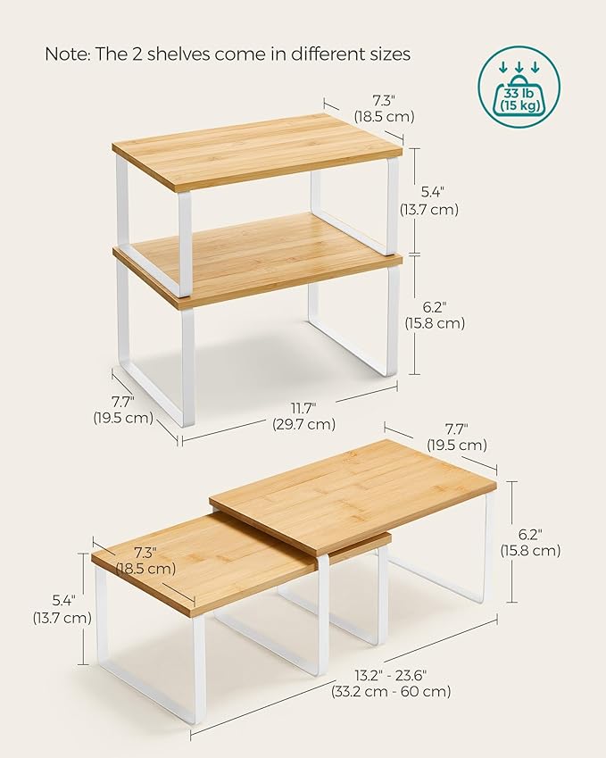 SONGMICS Cabinet Organizer Shelf, Kitchen Storage, Spice Rack, Expandable - Image 3