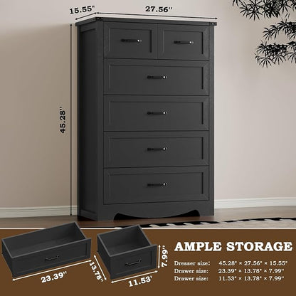 Tall 6-Drawer Dresser for Bedroom, Modern Wooden Chest of Drawers - Image 2