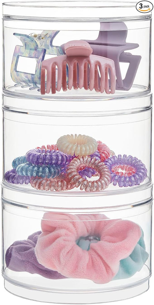 STORi Bella Stackable Clear Plastic Container Round Vanity Storage Organizers by STORi