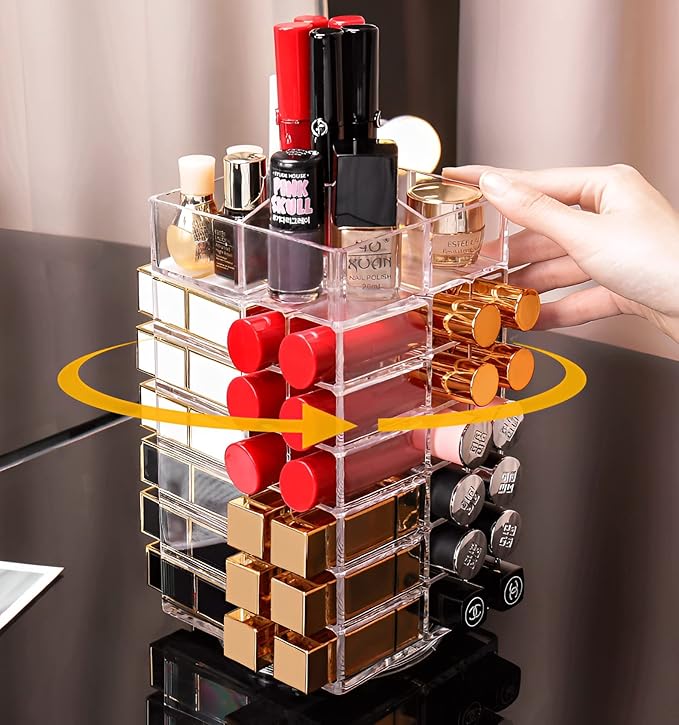 Sooyee 360 Degree Spinning Lipstick Organizer Holder 53 Spaces, Acrylic by Sooyee