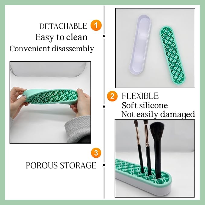TANG SONG 2 PCS Silicone Make up Brush Holder Cosmetic Storage Box Desktop - Image 3