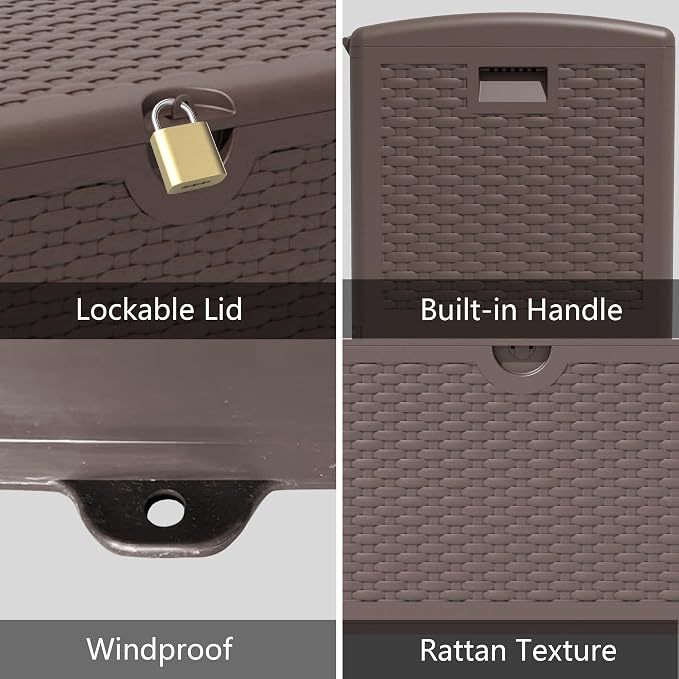 90 Gallon Pro Outdoor Storage Box Waterproof Lockable Resin Deck Box Large - Image 6