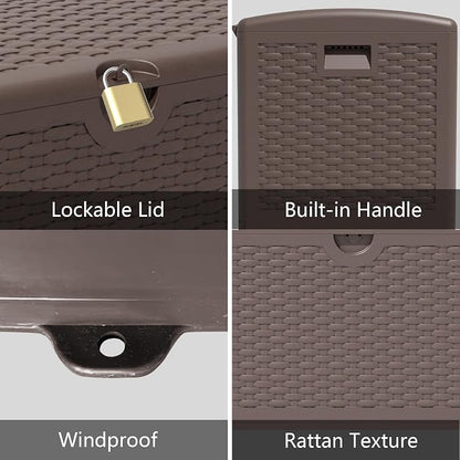80 Plus Gallon Resin Deck Box, Waterproof Outdoor Storage Box - Image 5