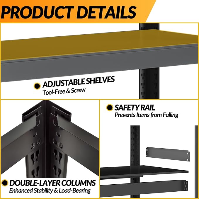 BESFUR 36" H Garage Shelving, 1500LBS 5-Tier Heavy Duty Storage Shelves and - Image 5