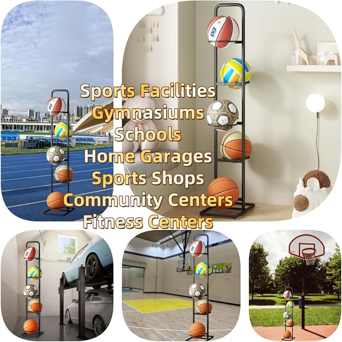 Vertical Ball Rack -basketball rack- Durable Carbon Steel Storage - Image 4