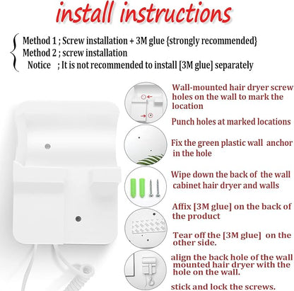 Hotel Wall Mounted Hair Dryer for Bathroom, Restroom Professional Blow Dryer - Image 2