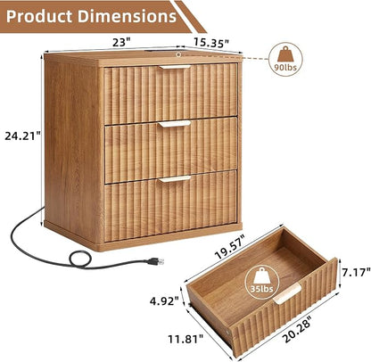 LEYAOYAO Fluted Nightstand Set of 2 - Image 3