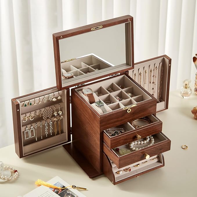 Black Walnut Wooden Jewelry Box, Wood Jewelry Organizer - Image 6