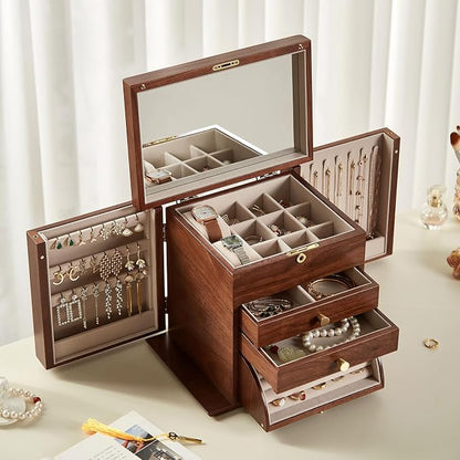 Black Walnut Wooden Jewelry Box, Wood Jewelry Organizer - Image 6