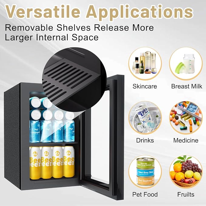 7-Temperature Control 24 Can Mini Fridge, 0.9 Cu.Ft Compact Beverage Cooler - Image 5