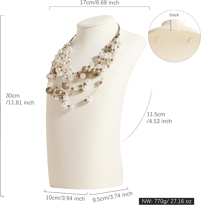 GemeShou Beige necklace hanger jewelry organizer, Velvet jewelry stand necklace - Image 5