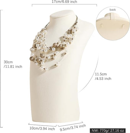 GemeShou Beige necklace hanger jewelry organizer, Velvet jewelry stand necklace - Image 5