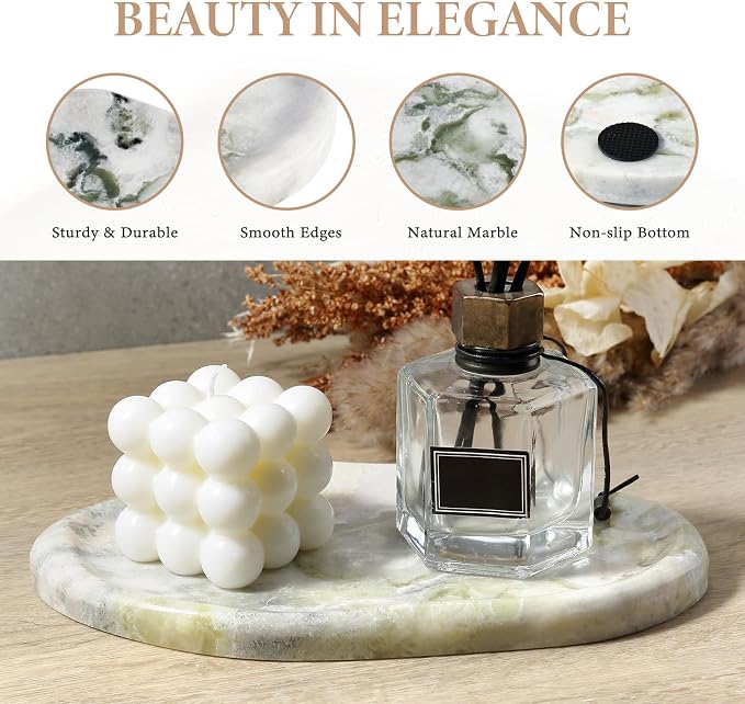 Koville Luxury Natural Green Marble Vanity Tray, Cloud Shape Serving Stone Key - Image 4