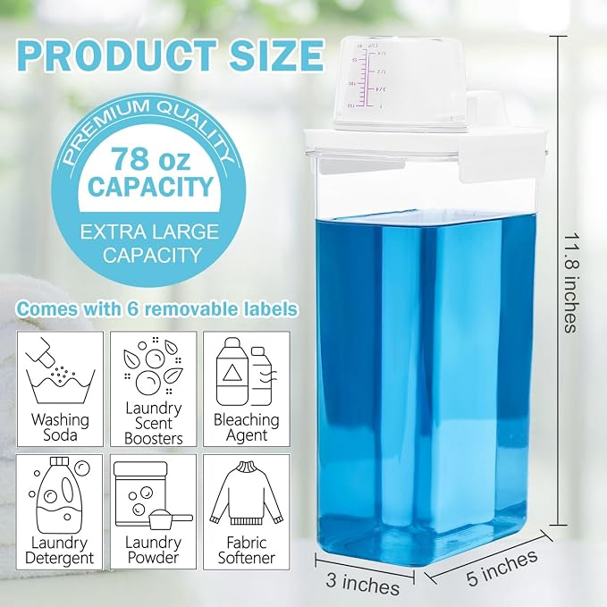 2 Pack 78 oz Liquid Laundry Detergent Dispenser Laundry Detergent Container - Image 2