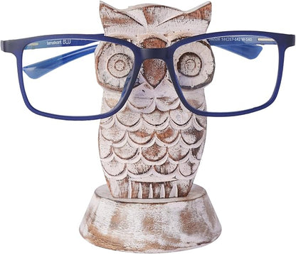 Stocking Stuffers Wooden Owl Glasses Holder Night Stand Reading Eyeglass by EximiousIndia