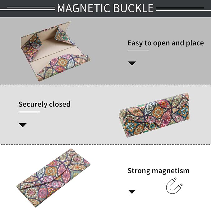 Foldable Glasses Case, Magnetic PU Leahter Sunglasses Case, Cute Hard Shell - Image 5