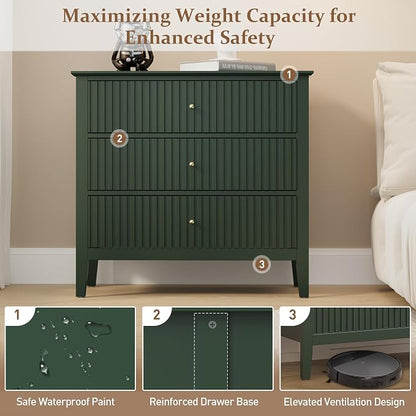 RoyalCraft Large 3 Drawer Dresser Set of 2, Fluted Chest of Drawers - Image 8