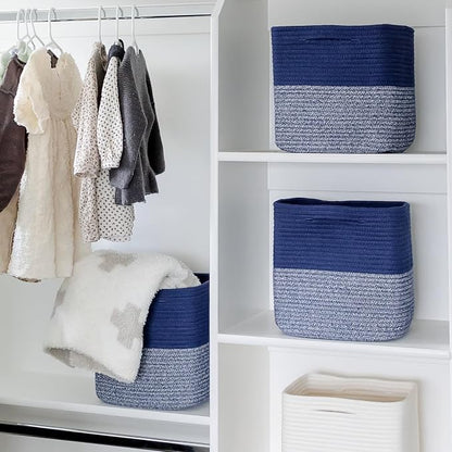 NaturalCozy 13 Inch Cube Storage Bins Cotton Rope Woven Baskets - Image 8