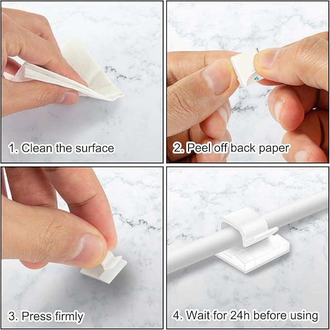 200 Pcs Cable Clips, Adhesive Cable Organizer Cord Holder Wire Clip Wire - Image 5