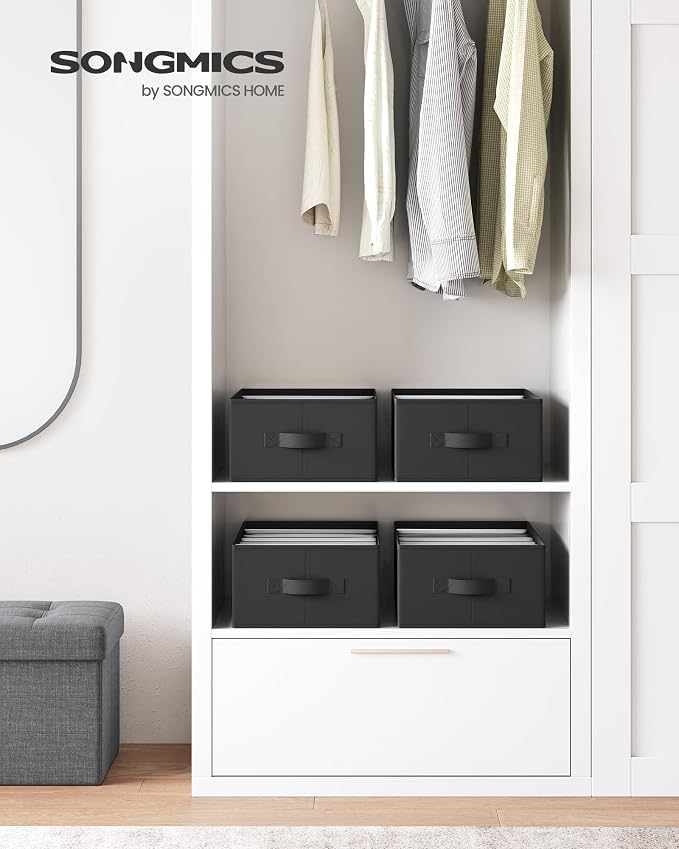 SONGMICS Set of 4 Large Size Wardrobe Clothes Organizers, 6-Compartment - Image 2